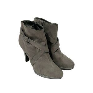 Christian Siriano Grey Suede Heeled Booties Size 8.5